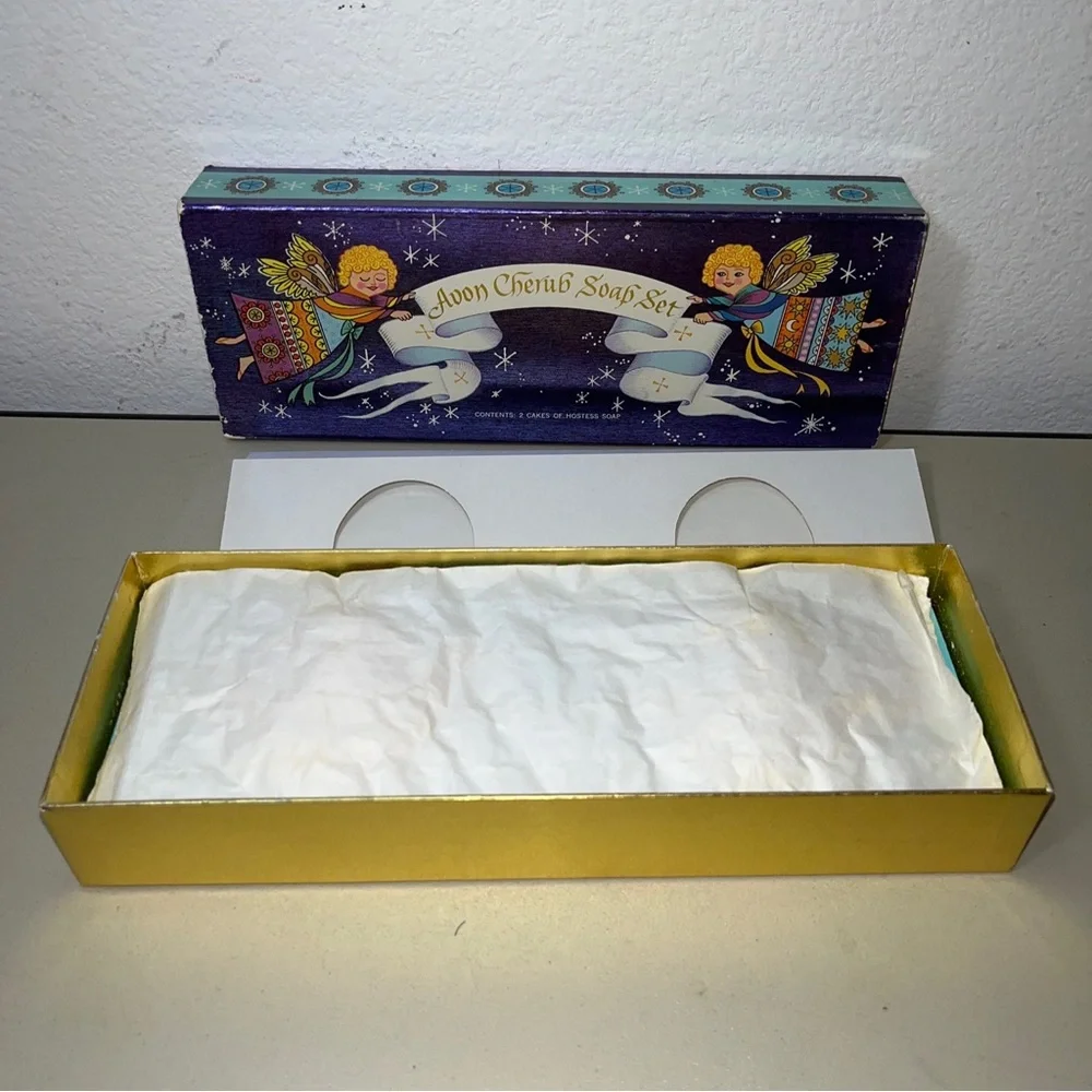 Vintage Avon Cherub Hostess Soap Set of 2 Angels Angelic Babies In Original Box